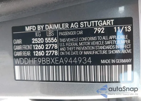 2014 Mercedes-Benz E 550 4Matic z USA, uszkodzony, nr VIN WDDHF9BBXEA944934